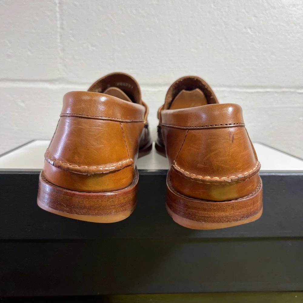 LL Bean Signature Brown Leather Penny Loafers Slip On Dress Shoes Men's 9.5 D